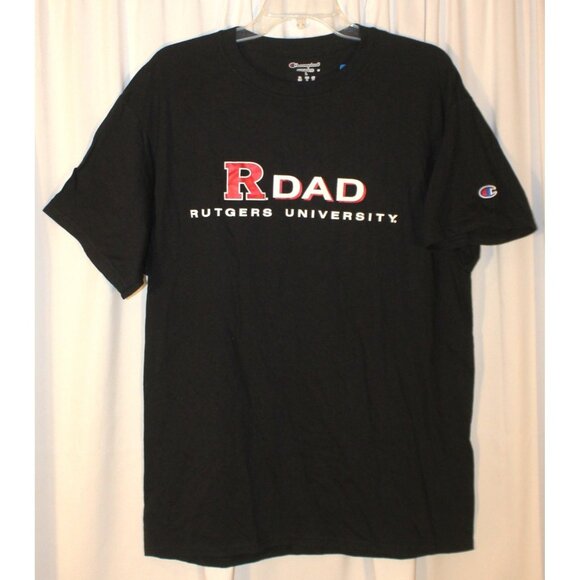 NWT RUTGERS University DAD Size Large Black Champion Short Sleeve T-Shirt NEW - Picture 1 of 4